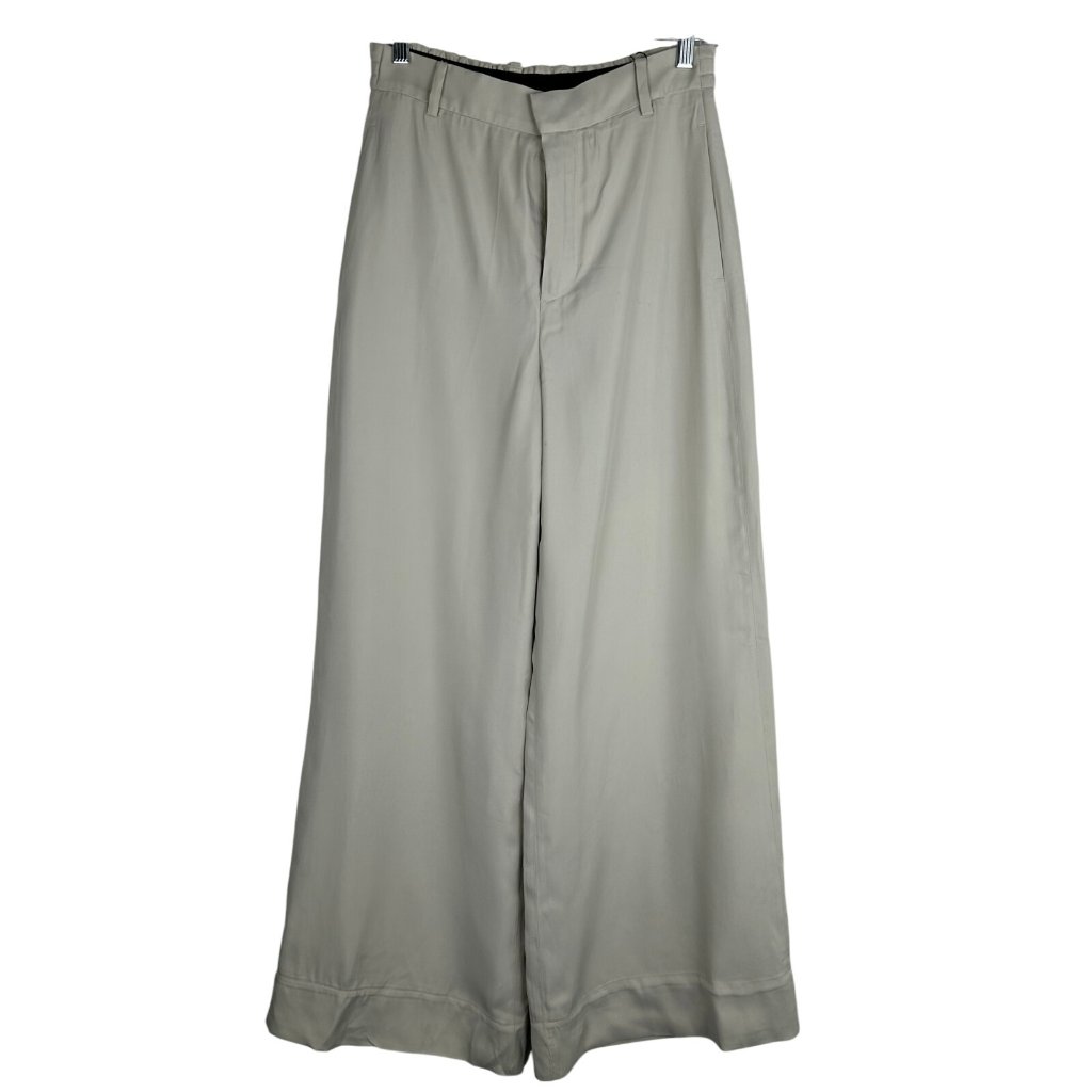 Zara Women's Wide Leg Cropped Pants Medium Cream High Waist Casual Trousers Nwt